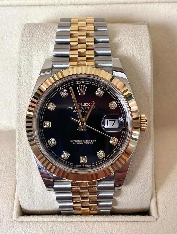 Rolex Watch | Double Tone Strap | Black Dial