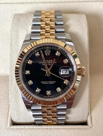 Rolex Datejust 41 18K/SS with Black Diamond Dial  | 2024 | 41mm