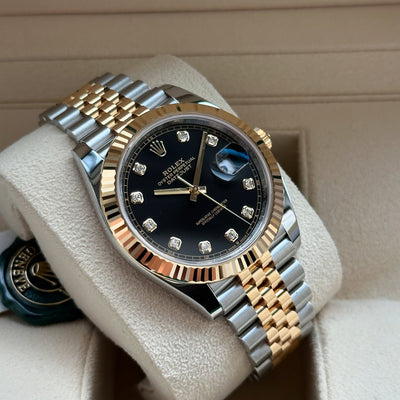 Rolex Watch | Double Tone Strap | Black Dial