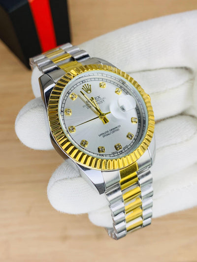 Rolex Watch | Double Tone Strap | White Dial